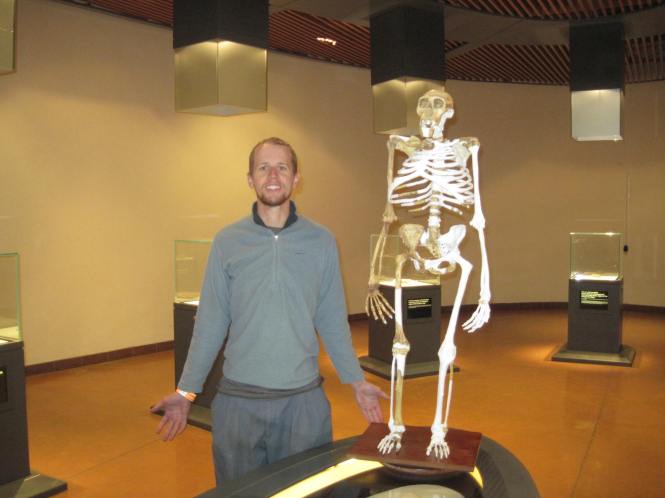 Posing with an austrolopithicus