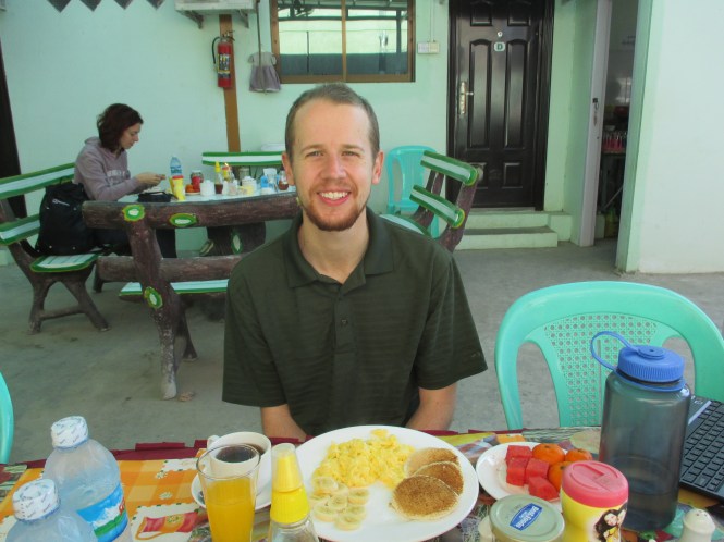 Eric enjoying breakfast at Yoe Yoe Lay